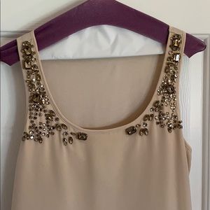 Express light brown/cream bejewels tank
